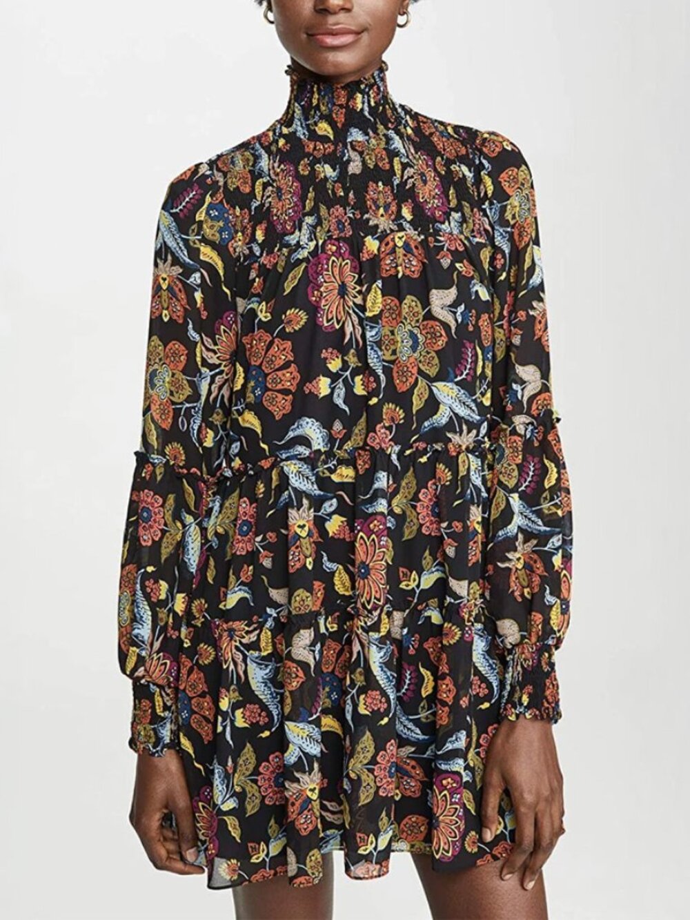 Cinq a Sept Rika Floral Paisley Long Sleeve Mini Dress Size 4